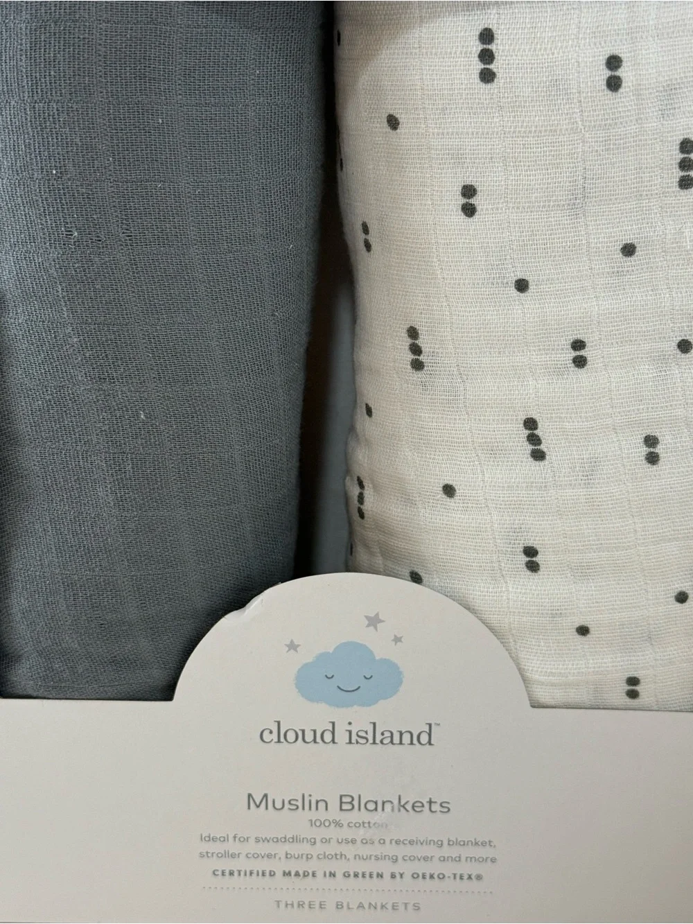 cloud island Waffle 3 Hooded Baby Towels & 2 muslin swaddling blankets NEW